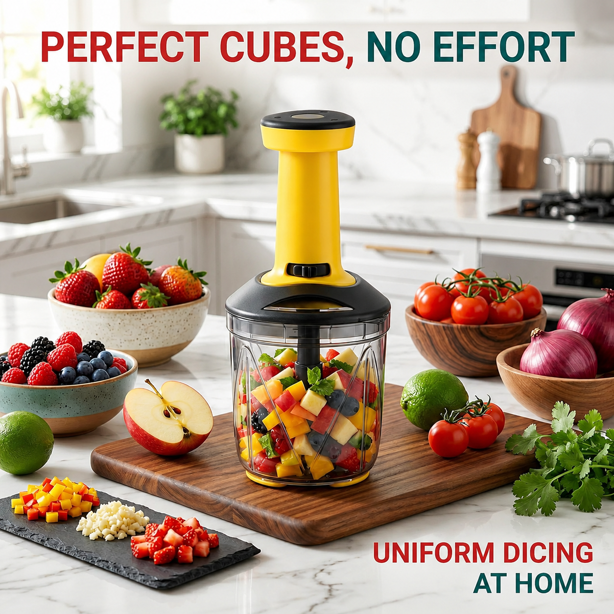 One-Press Vegetable and Fruit Chopper