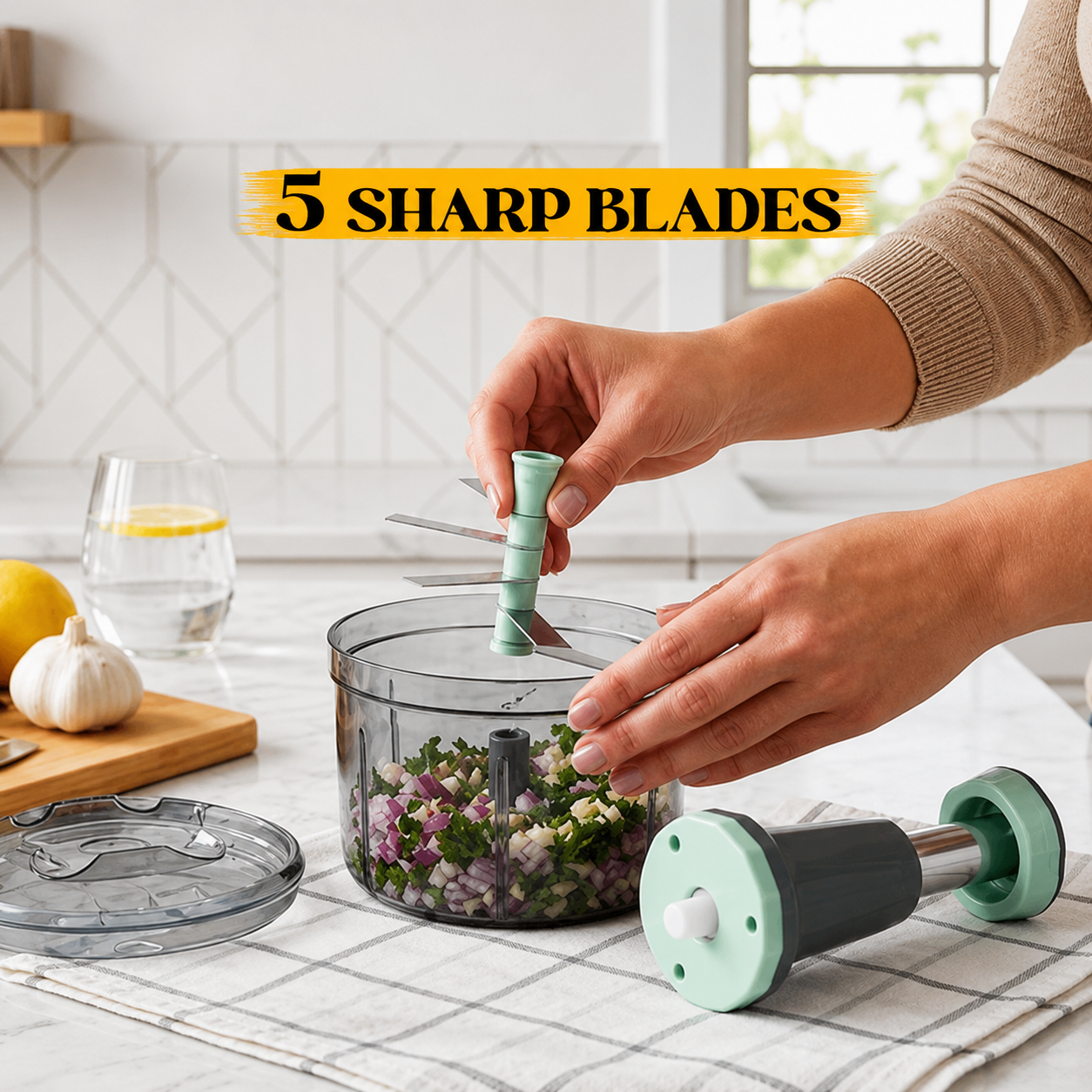 One-Press Vegetable and Fruit Chopper