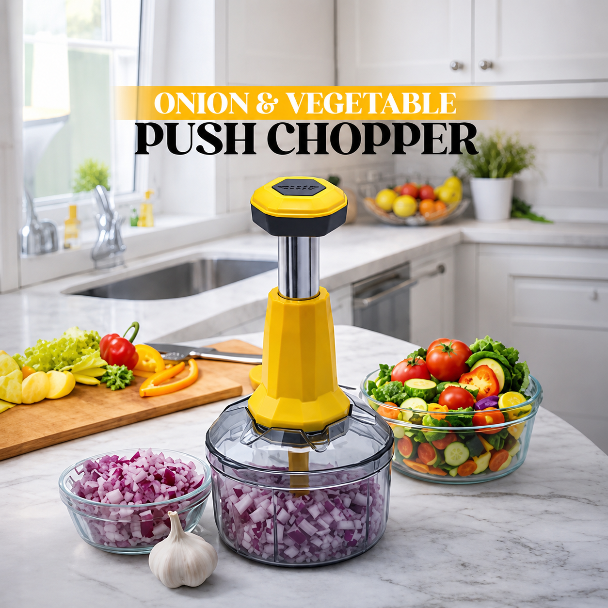 One-Press Vegetable and Fruit Chopper